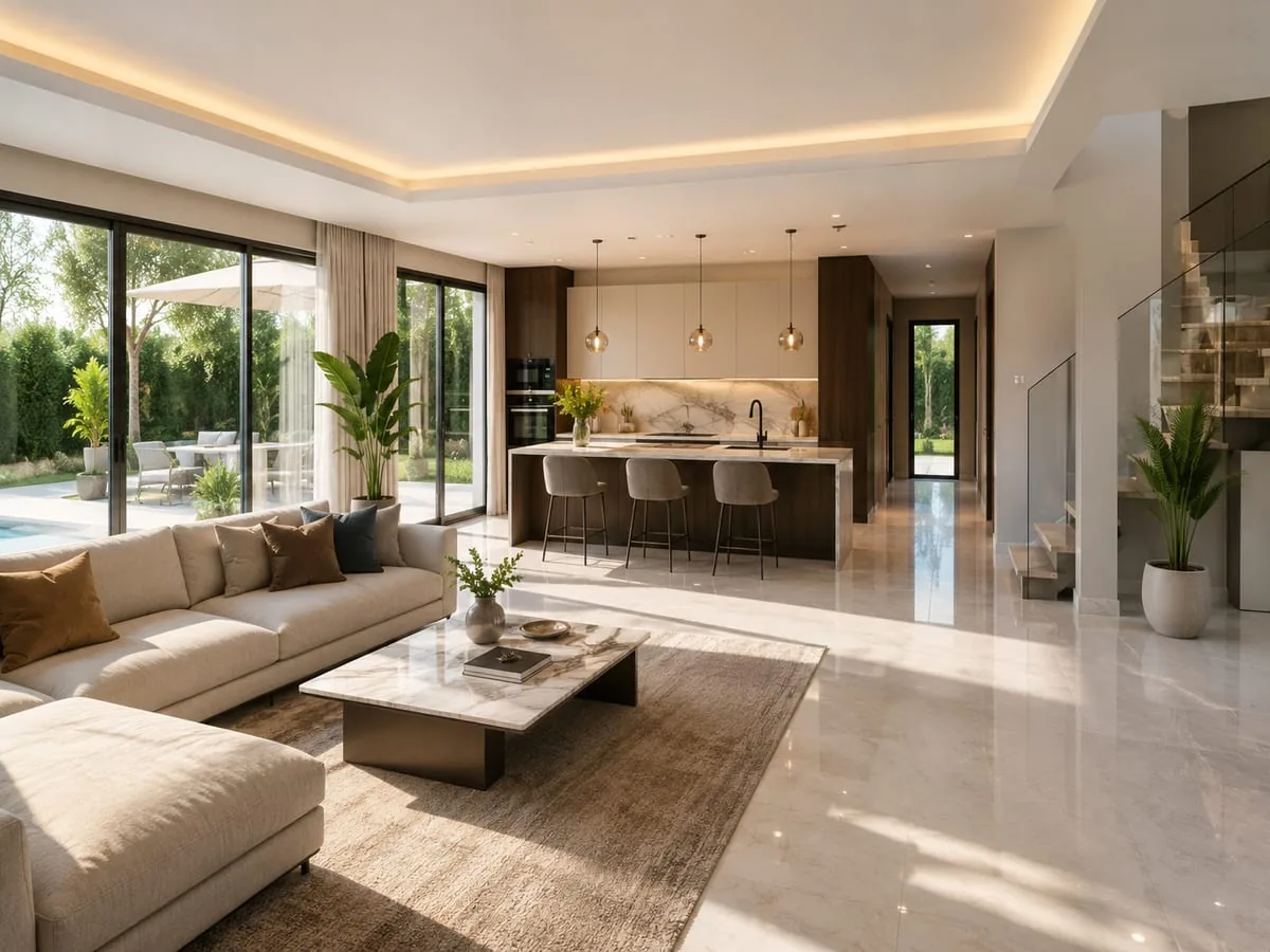 Antalya’da temiz ve bakımlı koltukların bulunduğu villa oturma alanı